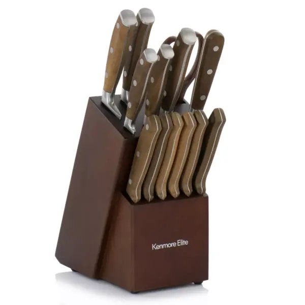 Kenmore Cutlery Set Cooke 14 Piece Stainless Steel in Dark Brown