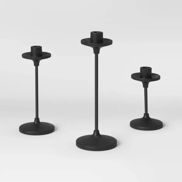 11"x4" Set of 3 Tapers Metal Candle Holder Black - Threshold™