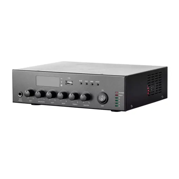 Monoprice Commercial Audio 60W 3ch 100/70V Mixer Amp with Built-in MP3 Player, FM Tuner, And Bluetooth Connection