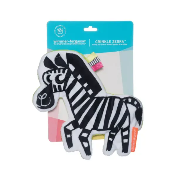 Manhattan Toy Wimmer-Ferguson Crinkle Zebra Baby Sensory Toy with Ribbon Tags