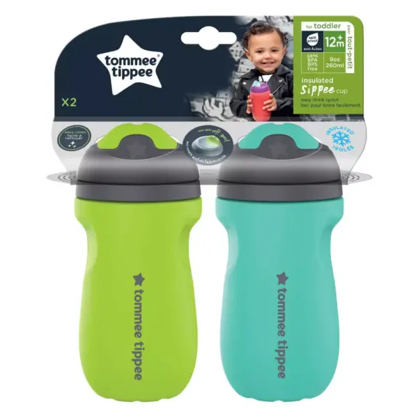 Tommee Tippee 2pk Insulated Sippee Toddler Cup - Turquoise/Green - 9oz