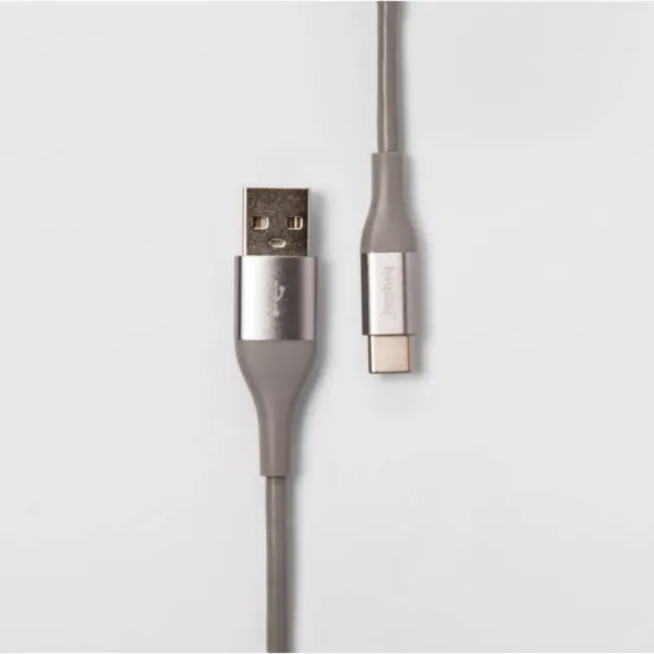 heyday™ 6' USB-C to USB-A Round Cable - Cool Gray/Silver