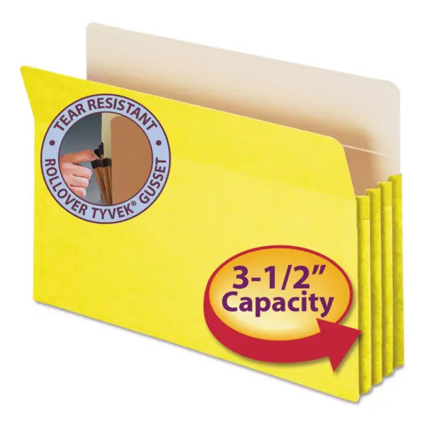 Smead 3 1/2" Exp Colored File Pocket Straight Tab Legal Yellow 74233