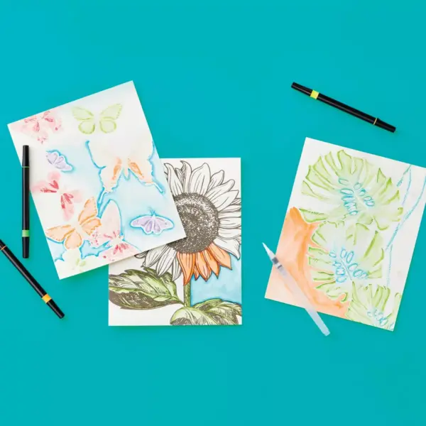 24pg Watercolor Coloring Book Set Floral and Fauna - Mondo Llama™