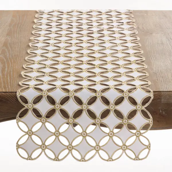 Gold Buche de Noel Design Table Runner (16"x68") - Saro Lifestyle