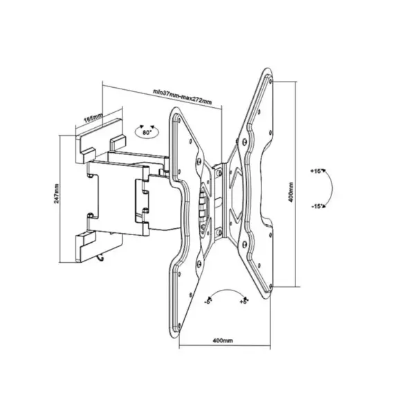 Monoprice Articulating HDTV Wall Mount Bracket (max 66 lbs, 26~47", VESA 100/200/300/400)