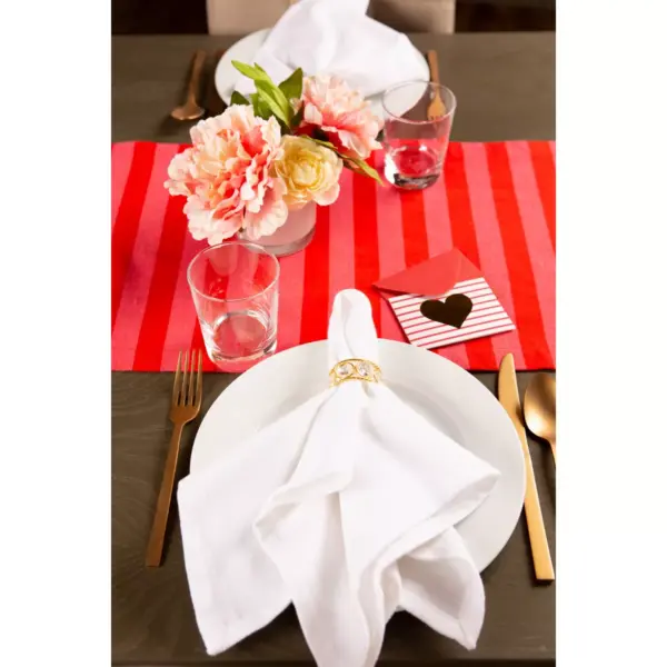 72"x14" In Love Embellished Table Runner Red - Design Imports