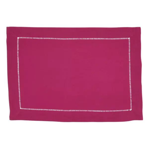 12pk Polyester Hemstitched Border Placemats Pink - Saro Lifestyle