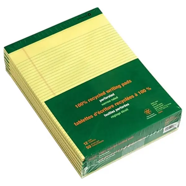 MyOfficeInnovations Notepads 8.5" x 11.75" Narrow Yellow 50 Sh./Pad 12 Pads/PK 354743