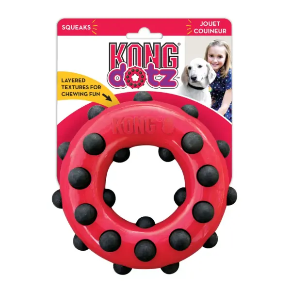 KONG Dotz Circle Interactive Dog Toy - Red - L