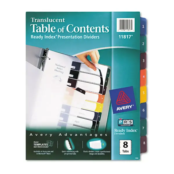 Avery Ready Index Customizable Table of Contents Plastic Dividers 8-Tab Letter 11817