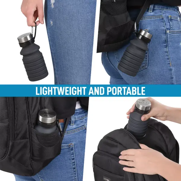 Zulay Kitchen Portable Water Bottle Collapsible - Black