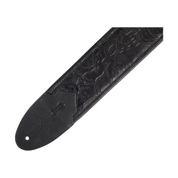 Levy's M4WP 3 inch Wide Embossed Leather Guitar Strap Black