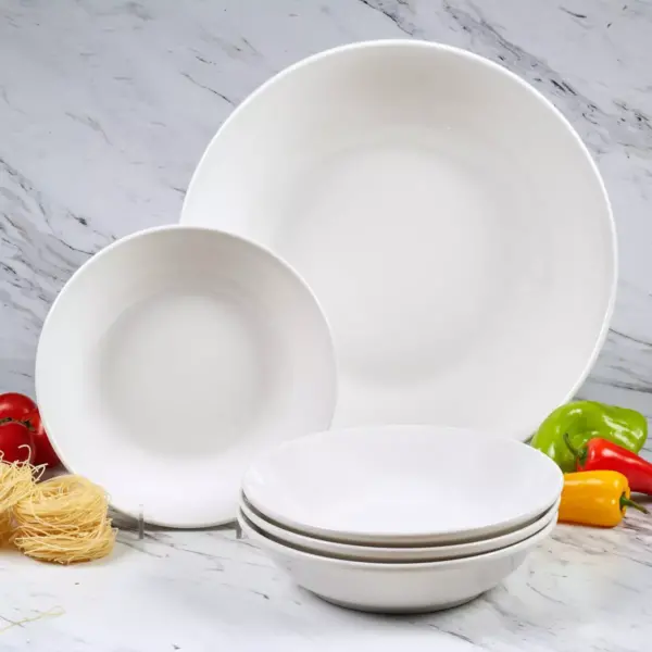 5pc Porcelain Bianca Pasta Serving Bowl Set White - Certified International