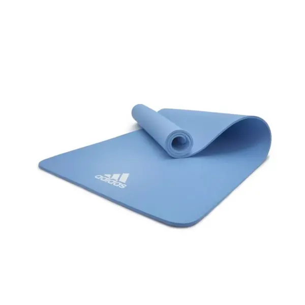 Adidas ADYG-10100GB Universal Exercise Roll Up Slip Resistant Fitness Pilates and Yoga Mat, 8mm Thick, Glow Blue