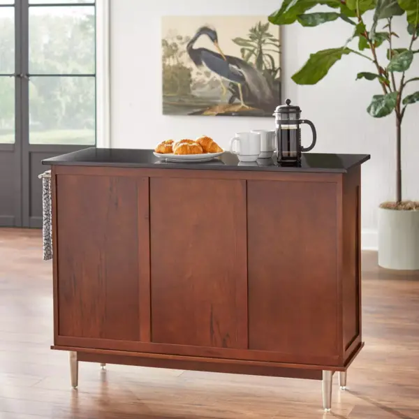 Vaughn Mid-Century Modern Kitchen Island Walnut - Buylateral