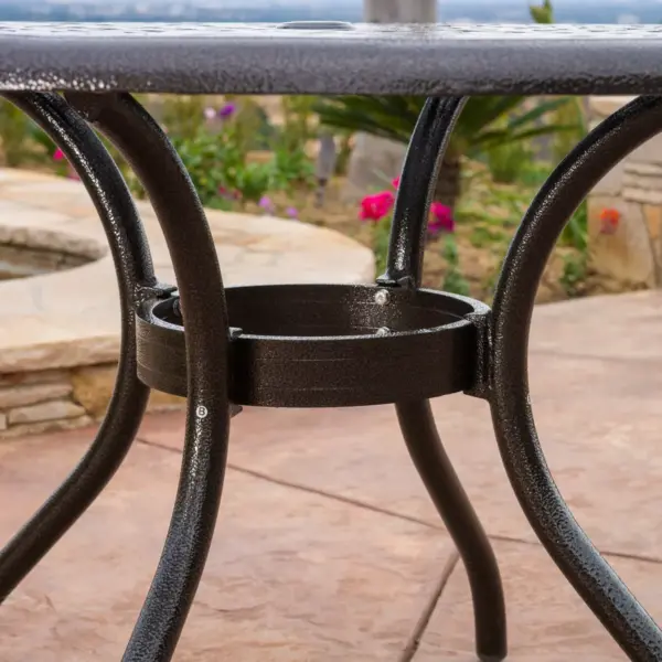 Phoenix Round Cast Aluminum Table - Hammered Bronze - Christopher Knight Home