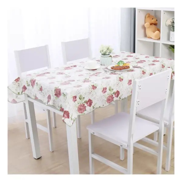 54"x71" Rectangle Vinyl Water Oil Resistant Printed Tablecloths Dark Peony - PiccoCasa