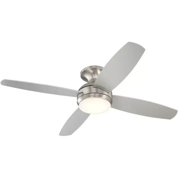 52" Casa Vieja Modern Hugger Ceiling Fan with Light LED Dimmable Remote Control Flush Mount Brushed Nickel for Living Room Bedroom