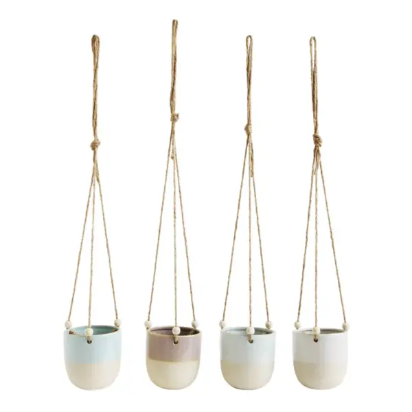 Set of 4 4" x 4" Hanging Stoneware Planters - 3R Studios