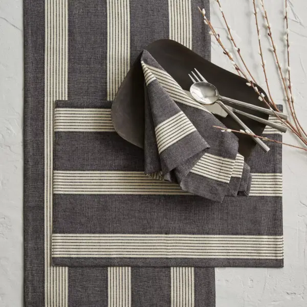 Split P Graphite Stripe Table Runner - 72"L - Gray