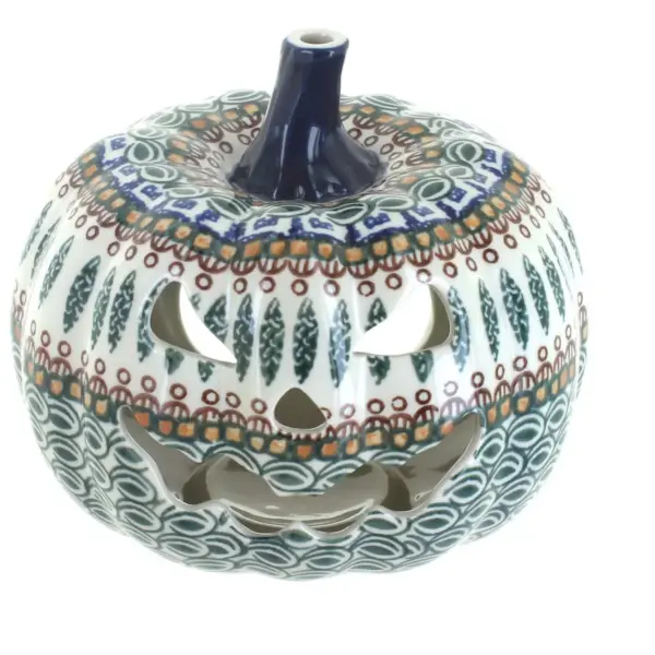 Blue Rose Polish Pottery Tuscany Pumpkin Luminary