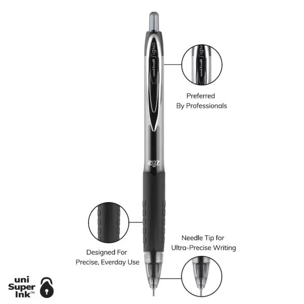 uni-ball 207 Needle Signo Retractable Gel Pens Medium Point 752362