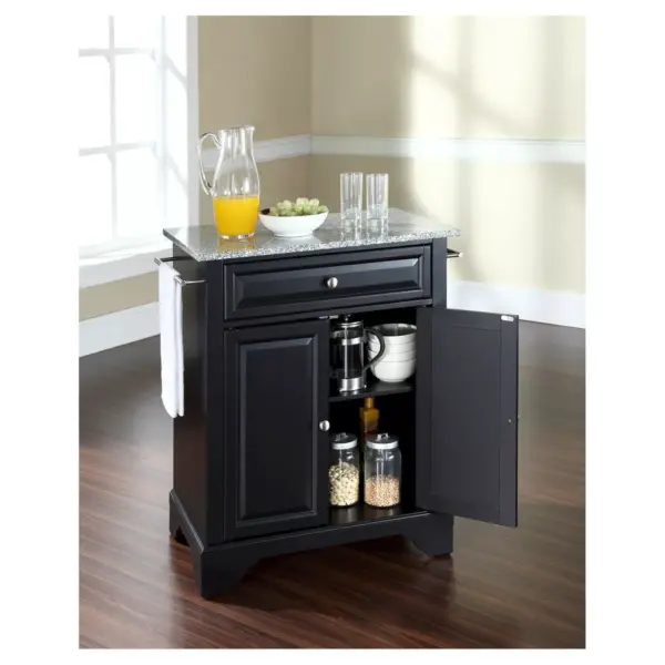 LaFayette Solid Granite Top Portable Kitchen Island - Black - Crosley