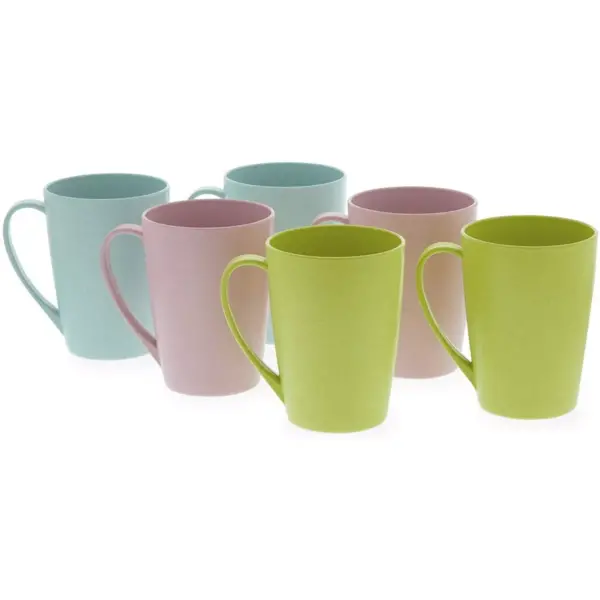 Okuna Outpost 6-Pack Unbreakable Wheat Straw Tea Cups Coffee Mugs with Handle 12 Oz, 3 Colors