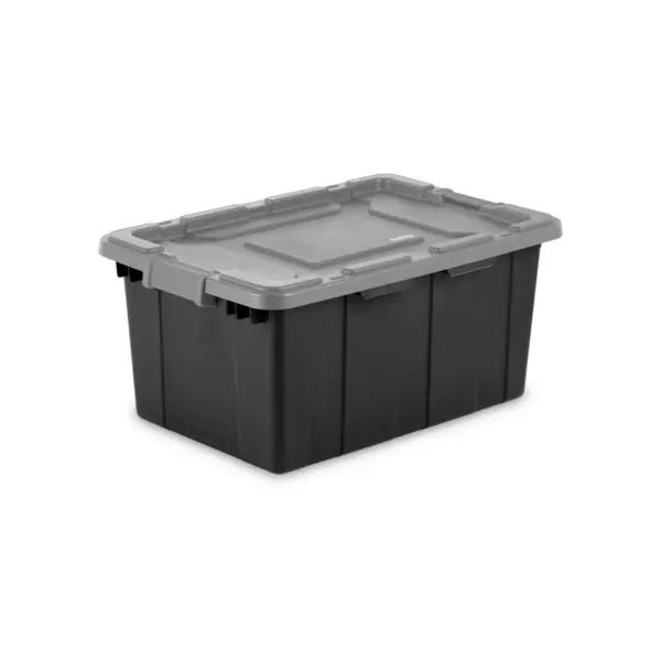 Sterilite 15gal Industrial Tote Black With Gray Lid and Latches