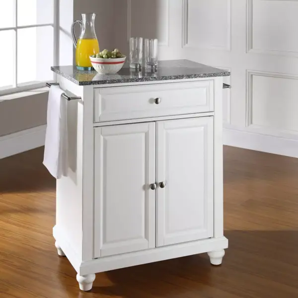 Cambridge Gray Granite Top Portable Kitchen Island/Cart White - Crosley