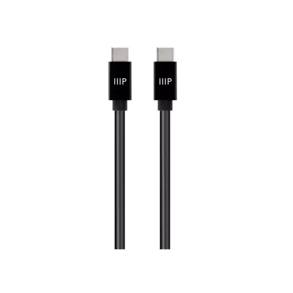 Monoprice Charge and Sync Type-C to Type-C Cable - 3 Feet - Black, USB 2.0, TPE Jacket, Fast Charging, Up to 3A/60W - Select Series