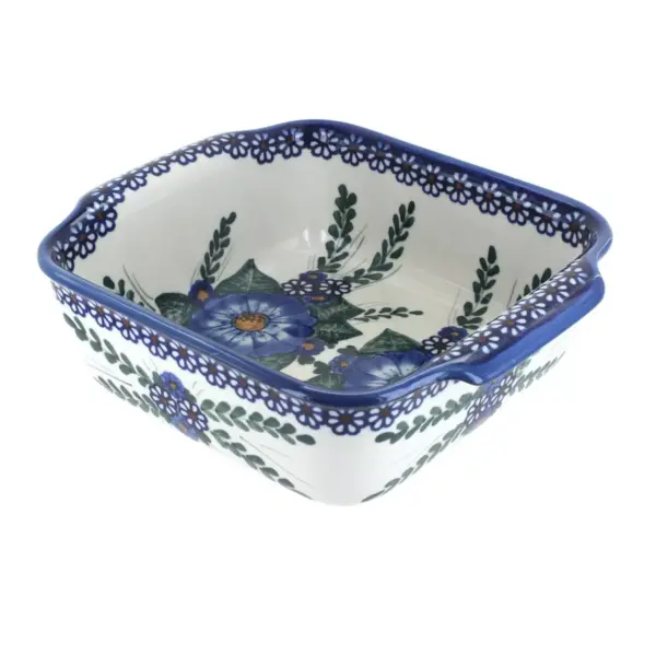 Blue Rose Polish Pottery Clementine Small Square Baker