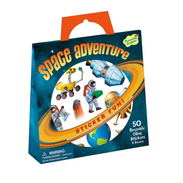 MindWare Space Adventure Reusable Sticker Tote - Stickers - 52 Pieces