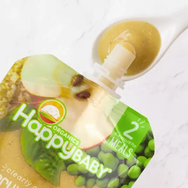 HappyBaby Clearly Crafted Zucchini Apples Peas Quinoa & Basil Baby Food Pouch - 4oz