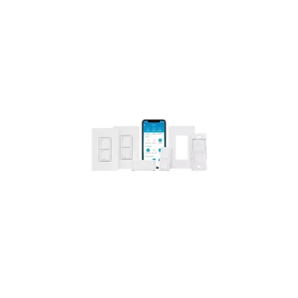 Lutron Caseta Deluxe Smart Switch Kit | Works with Alexa, Apple HomeKit, and the Google Assistant | P-BDG-PKG2WS-WH | White.