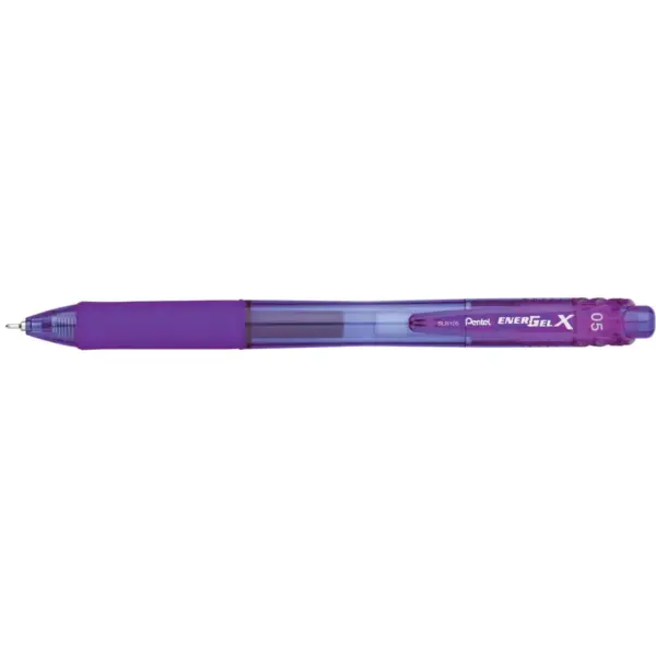 Pentel EnerGel-X Retractable Liquid Gel Pen, 0.5 mm, Violet, pk of 12