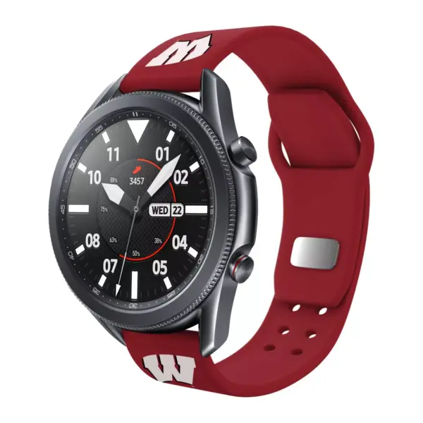 NCAA Wisconsin Badgers Samsung Watch Compatible Silicone Band - 22mm