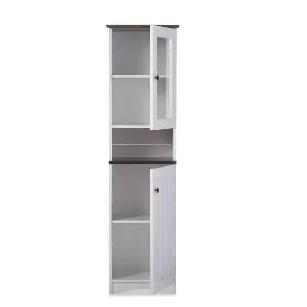 Lauren TwoTone and Buffet and Hutch Kitchen Cabinet White/Dark Brown - Baxton Studio