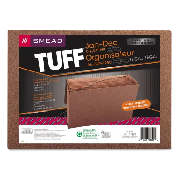 Smead Jan-Dec Expanding File 12 Pocket Legal Redrope Printed 70390