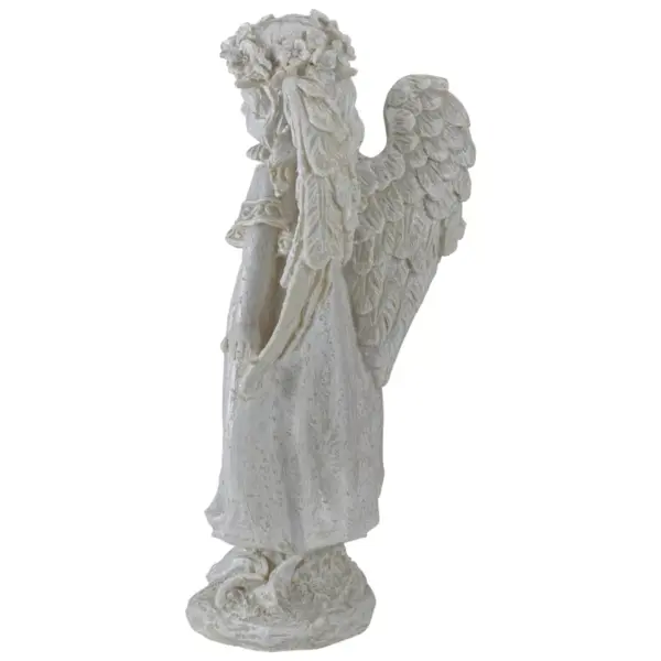 Northlight 9.75" Ivory Standing Angel Girl with Floral Crown Outdoor Patio Garden Statue