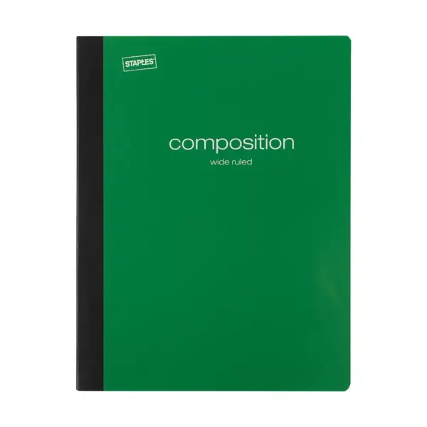 Staples Poly Composition Notebook Wide Ruled 8" x 10-1/2" Green TR55085N/55085