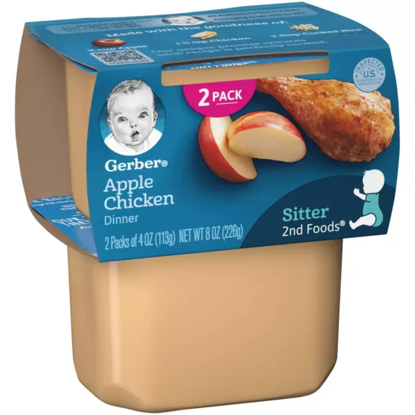 Gerber Sitter 2nd Foods Apple and Chicken Baby Meals Tubs - 2ct/4oz Each