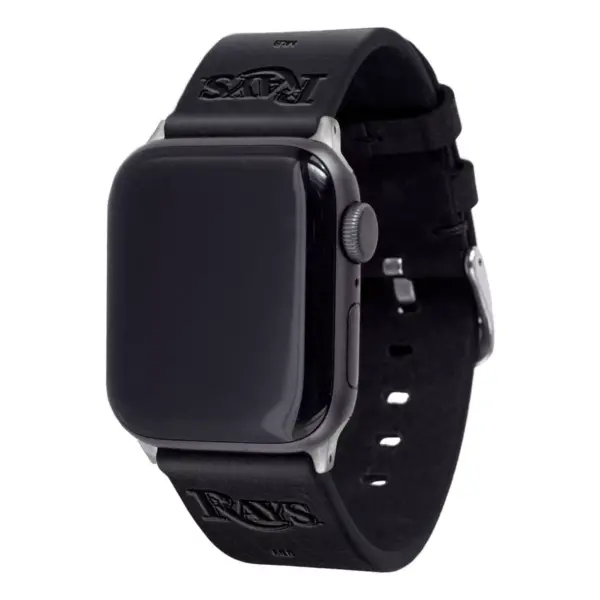 MLB Tampa Bay Rays Apple Watch Compatible Leather Band 38/40mm - Black