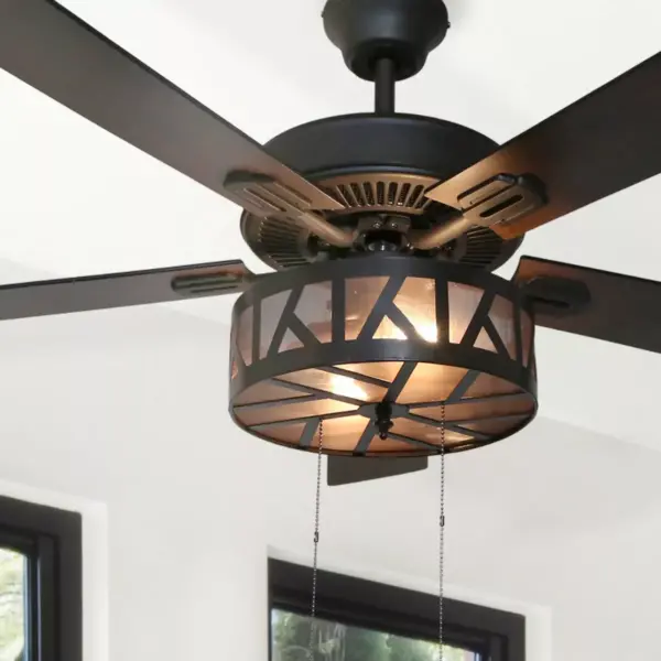 52" 5-Blade LED Zander Urban Industrial Caged Lighted Ceiling Fan - River of Goods