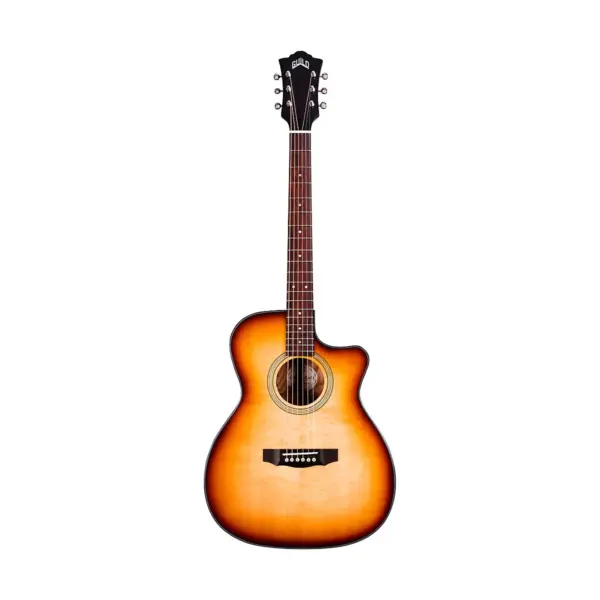 Guild OM-260CE Deluxe Burl Orchestra Cutaway Acoustic-Electric Guitar Edge Burst