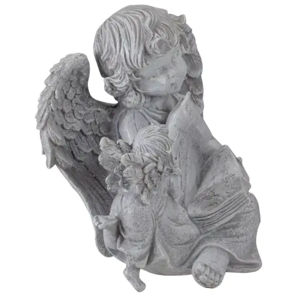 Northlight 8.25" Gray Sitting Cherub Angels with Book Outdoor Patio Garden Statue