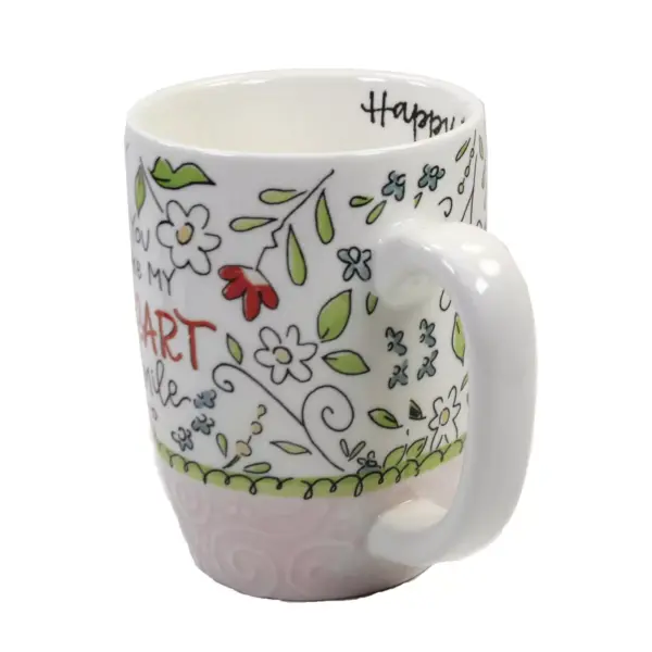 Tabletop 4.75" You Make My Heart Smile Mug Coffee Mug Flowers Brownlow Gifts  -  Drinkware