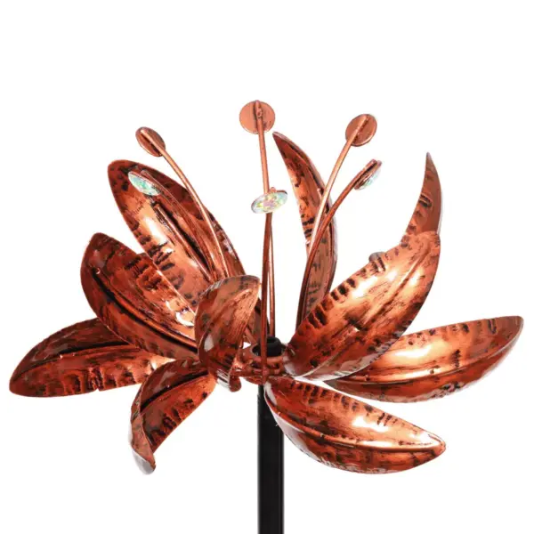 63" Metal Triple Flower Spinner Stake Bronze - Exhart