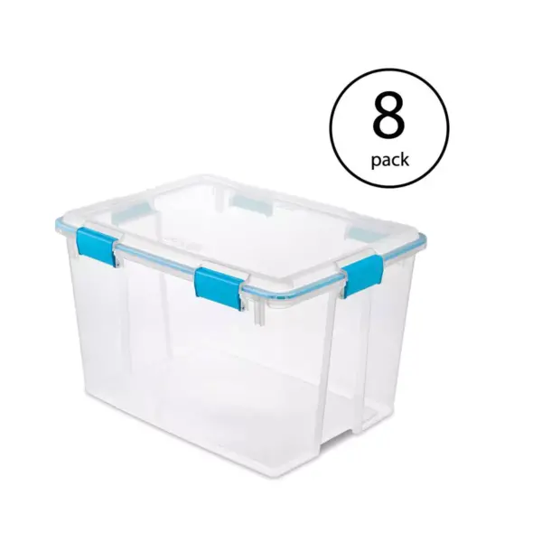 Sterilite 80 Quart Plastic Home Storage Gasket Box Container, Clear (8 Pack)